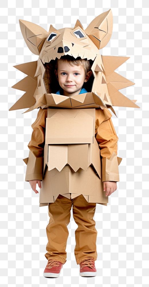 PNG Kid animal Cardboard Portable 3D cardboard costume portrait. AI generated Image by rawpixel.