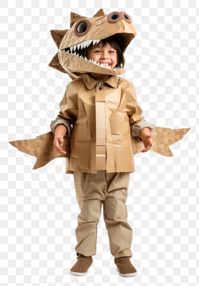 PNG Kid Dinosaur Cardboard Portable 3D cardboard costume child. AI generated Image by rawpixel.