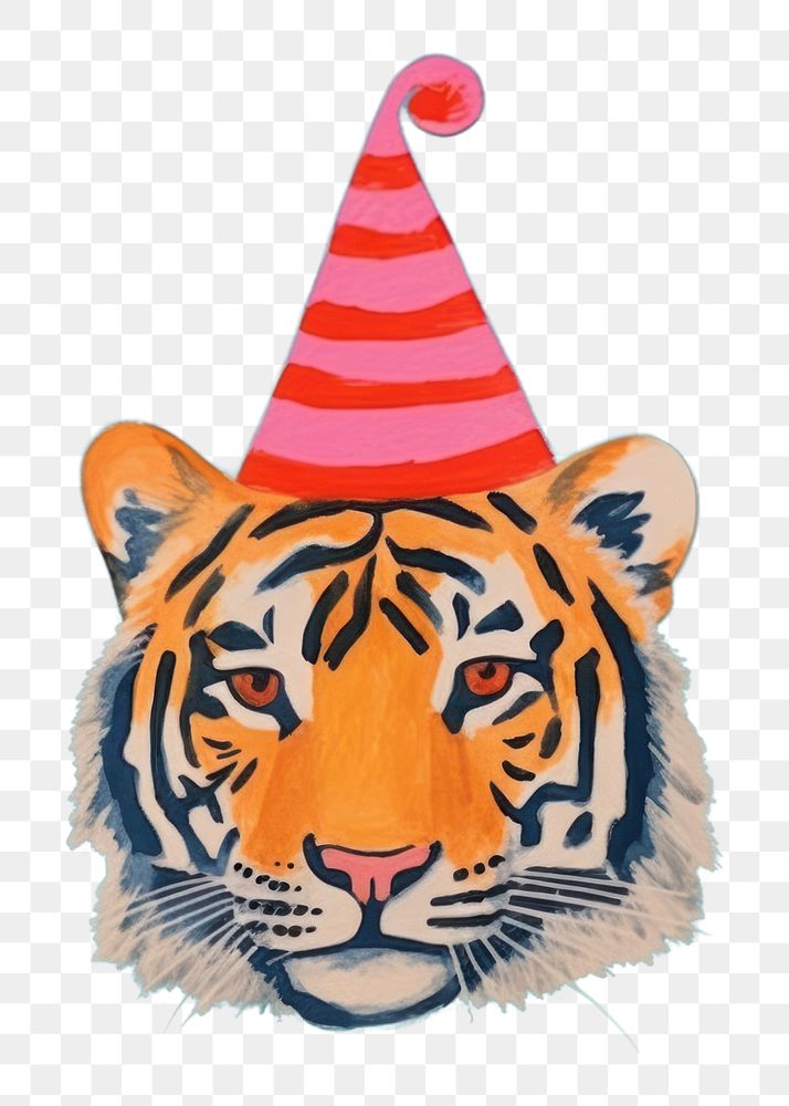 PNG Tiger wearing party hat animal mammal representation. 