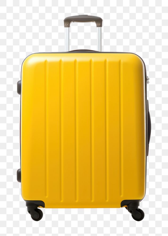 PNG Luggage suitcase yellow white background. AI generated Image by rawpixel.
