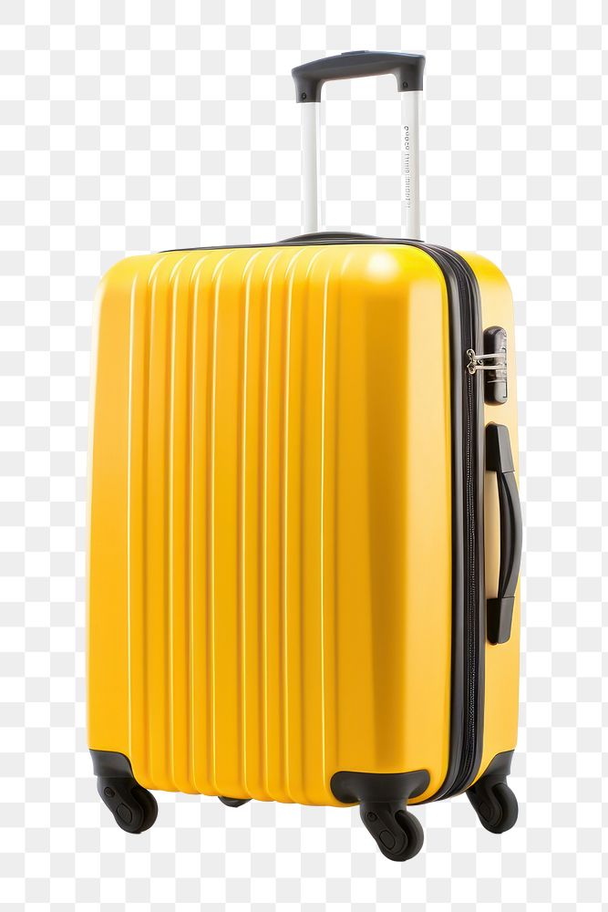 PNG Luggage suitcase yellow white background. AI generated Image by rawpixel.