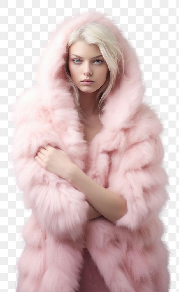 PNG Coat fur adult pink. AI generated Image by rawpixel.