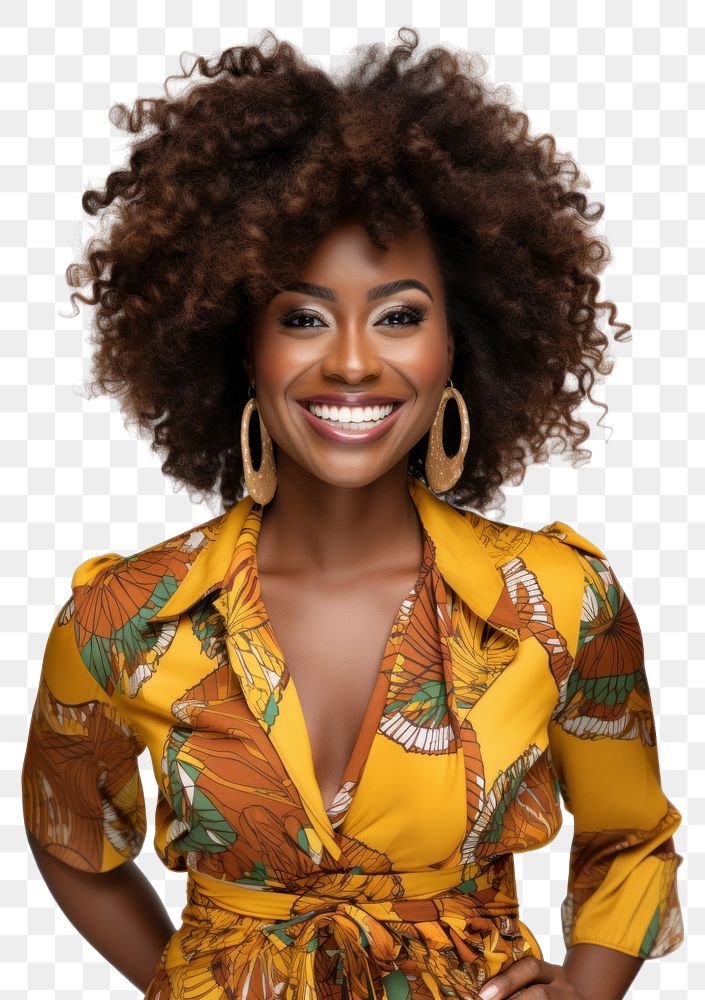 PNG African American woman portrait fashion smiling. 