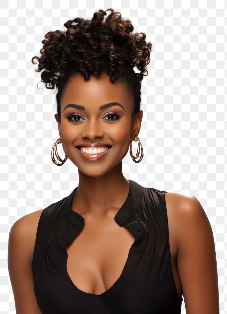PNG African American woman portrait fashion smiling. AI generated Image by rawpixel.
