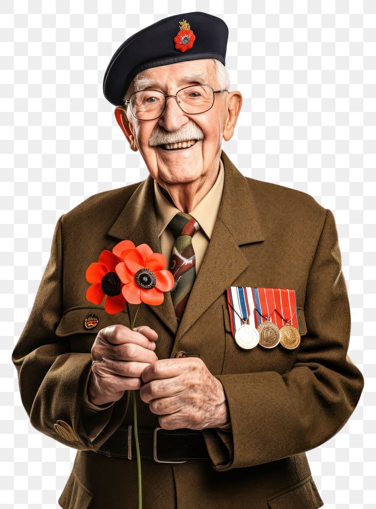 PNG Poppy flower portrait military smiling. AI generated Image by rawpixel.