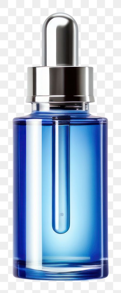 PNG Skincare dropper bottle blue cosmetics perfume container. AI generated Image by rawpixel.