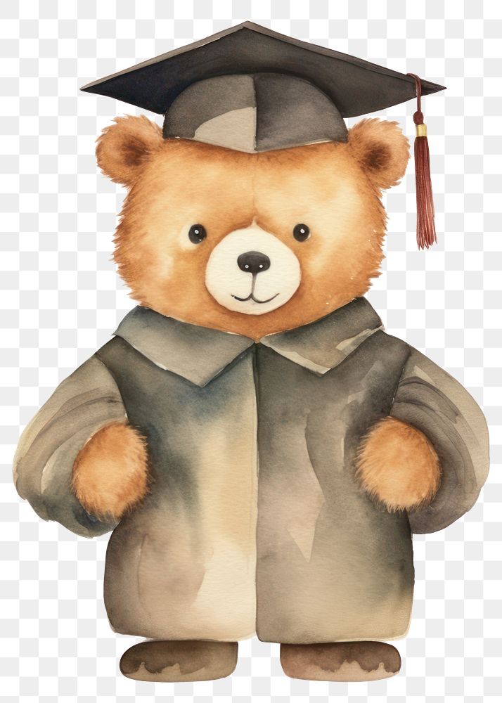 PNG Graduation student cartoon bear. AI generated Image by rawpixel.