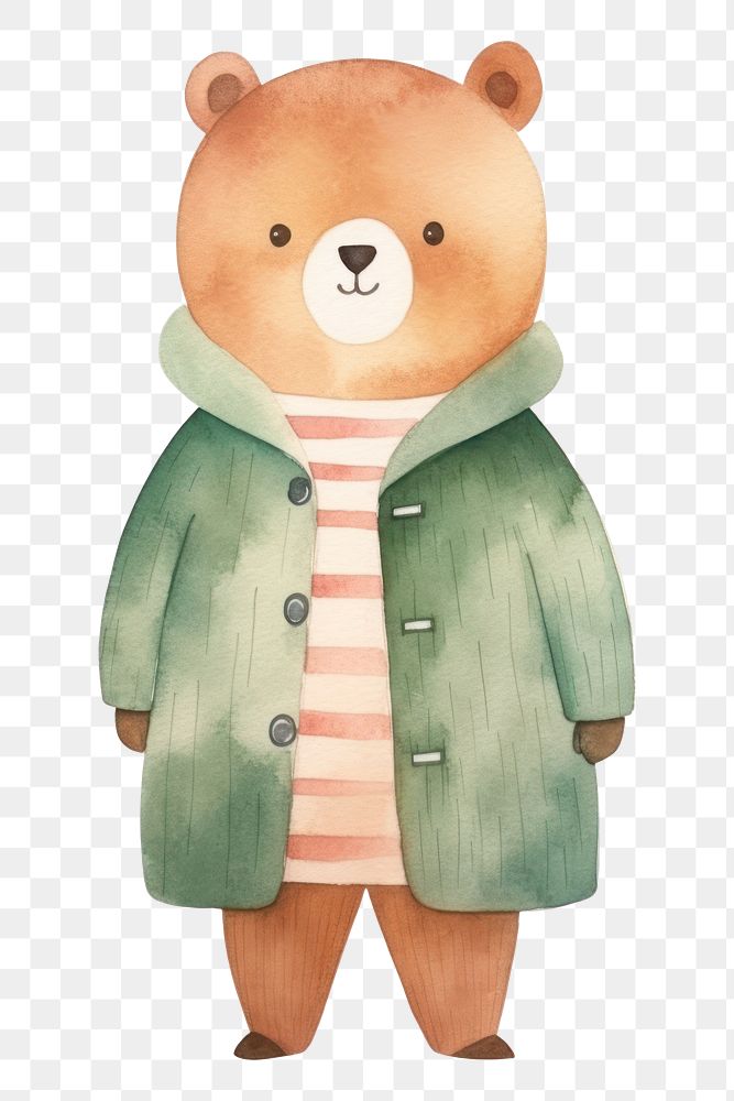 PNG Cartoon coat cute bear. AI generated Image by rawpixel.