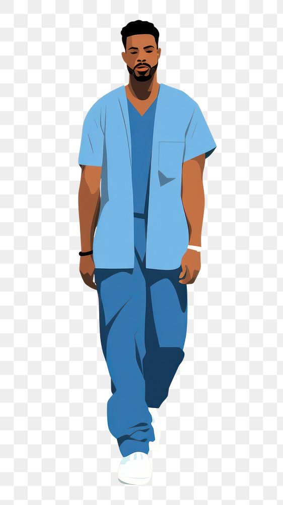 PNG Nurse adult blue man. AI generated Image by rawpixel.