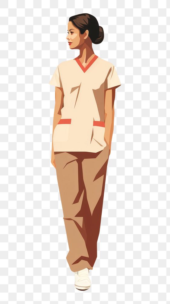 PNG Nurse standing clothing drawing. AI generated Image by rawpixel.