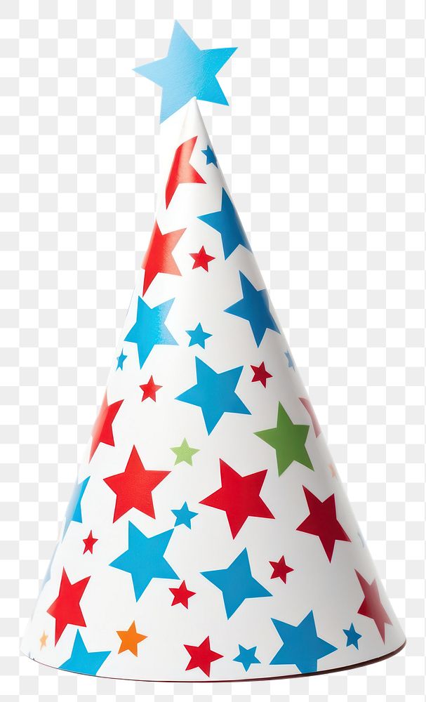 PNG Colorful star pattern party hat celebration decoration christmas. 