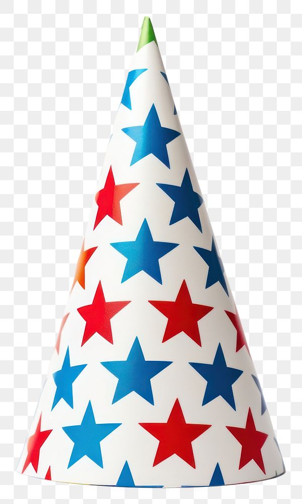 PNG Colorful star pattern party hat celebration patriotism decoration. AI generated Image by rawpixel.