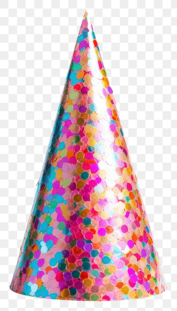 PNG Colorful sparkling party hat celebration anniversary decoration. 