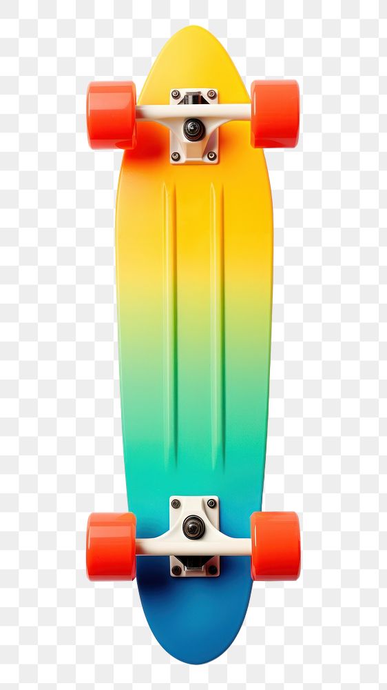 PNG 1970s colorful style skateboard longboard surfboard yellow. 