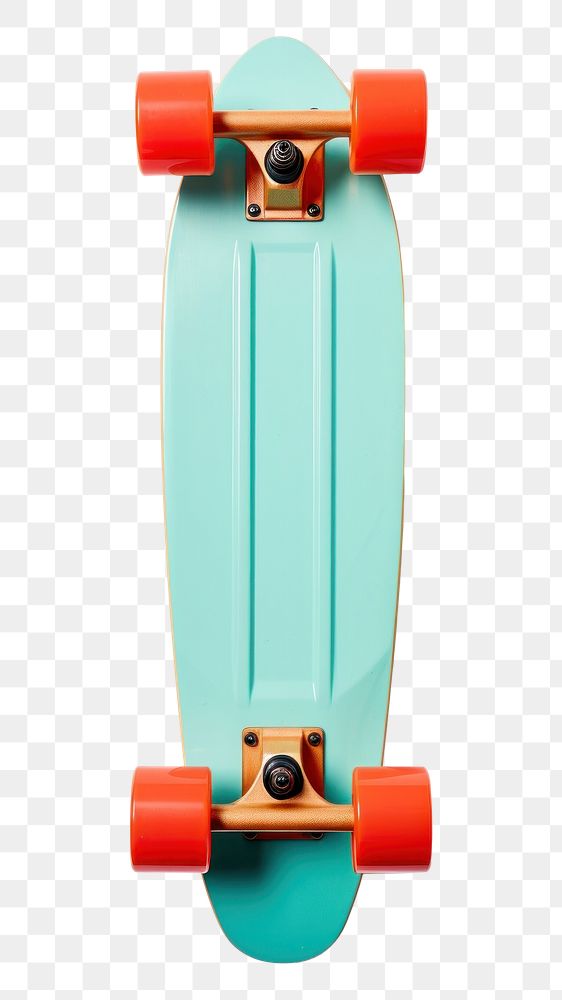 PNG 1970s colorful style skateboard longboard turquoise balance. AI generated Image by rawpixel.