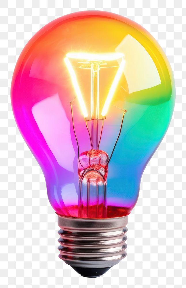 PNG Colorfull light neon bulb lightbulb lamp electricity. AI generated Image by rawpixel.