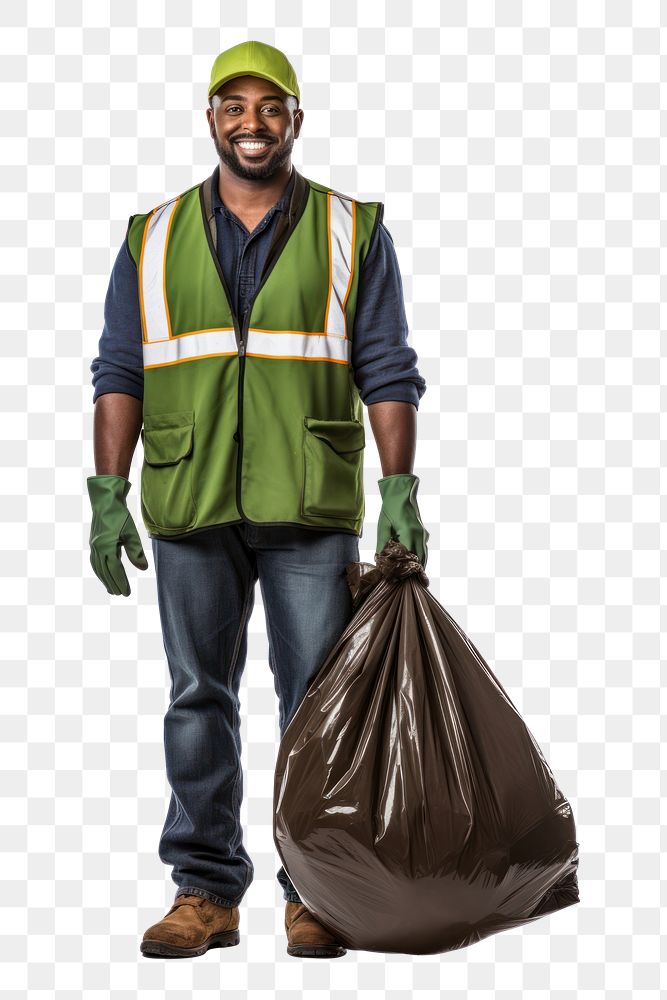 PNG Male holding Waste bag helmet adult. AI generated Image by rawpixel.
