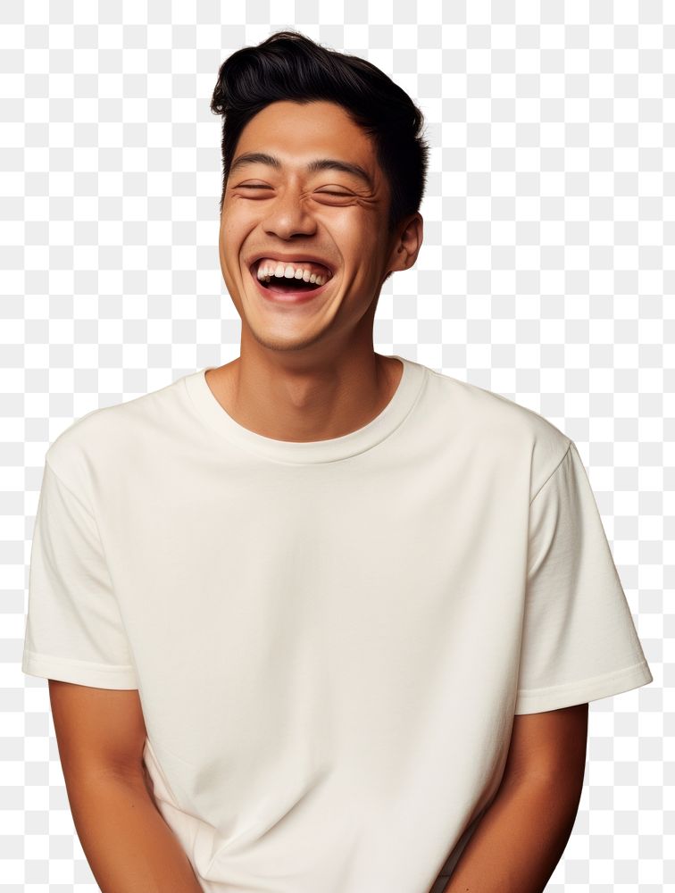 PNG  T-shirt laughing white happy. AI generated Image by rawpixel.