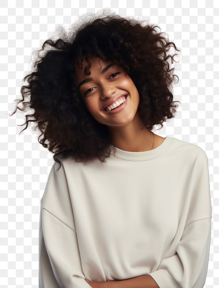 PNG  Sweater portrait laughing adult. AI generated Image by rawpixel.