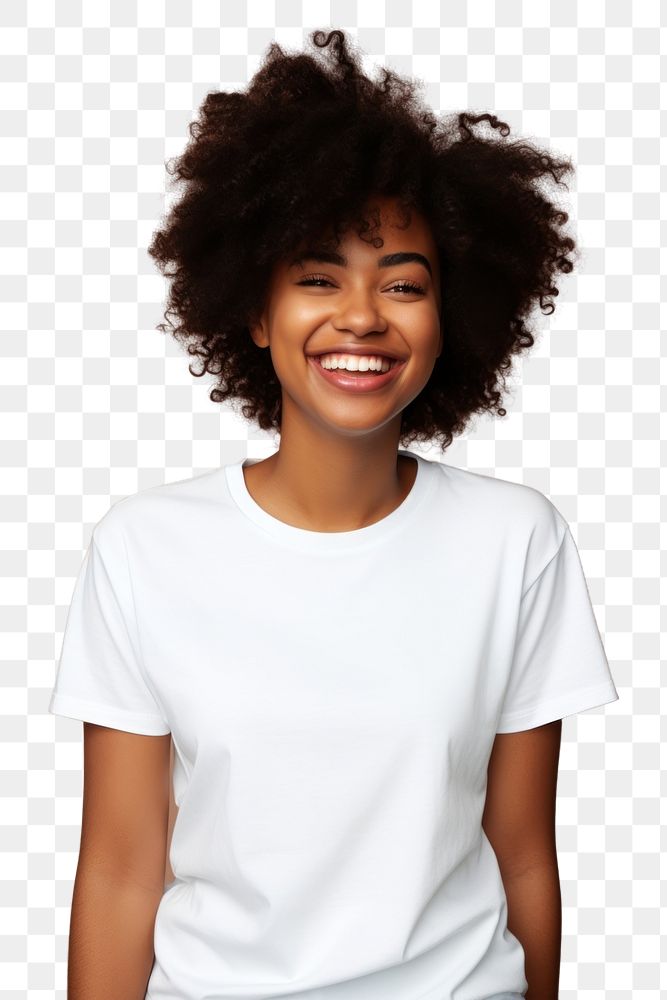 PNG  T-shirt portrait smile white. AI generated Image by rawpixel.