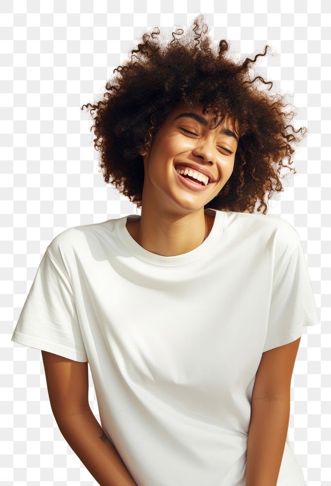 PNG  T-shirt laughing smile white. AI generated Image by rawpixel.