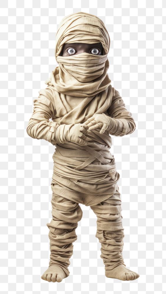 PNG Kid Costume mummy white background protection sculpture. AI generated Image by rawpixel.
