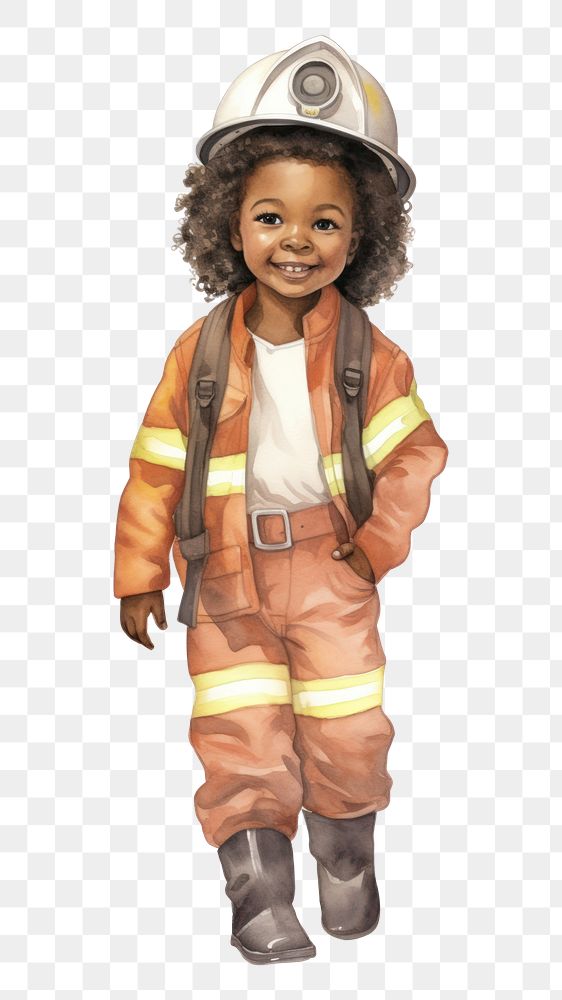 PNG Little girl fire fighter smiling cartoon helmet. 