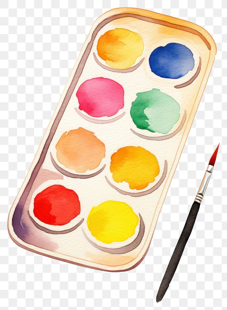 PNG Artist paint tray palette brush white background. AI generated Image by rawpixel.