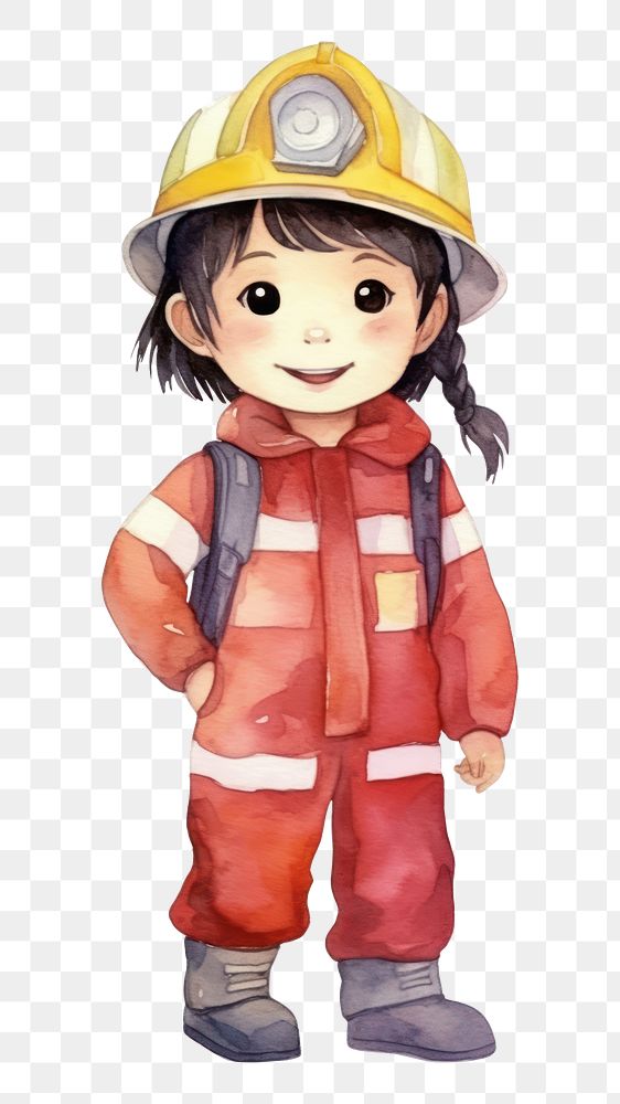 PNG Firefighter smiling cartoon hardhat. AI generated Image by rawpixel.