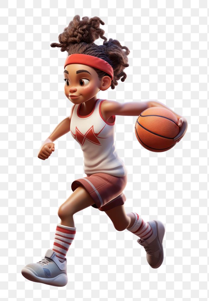 PNG Basketball kid running cartoon sports white background. AI generated Image by rawpixel.