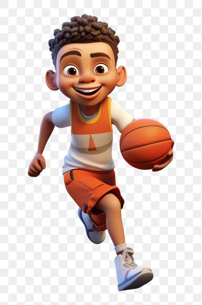 PNG Basketball kid running cartoon sports playing basketball. AI generated Image by rawpixel.