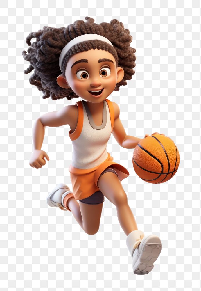 PNG Basketball kid running cartoon sports white background. AI generated Image by rawpixel.
