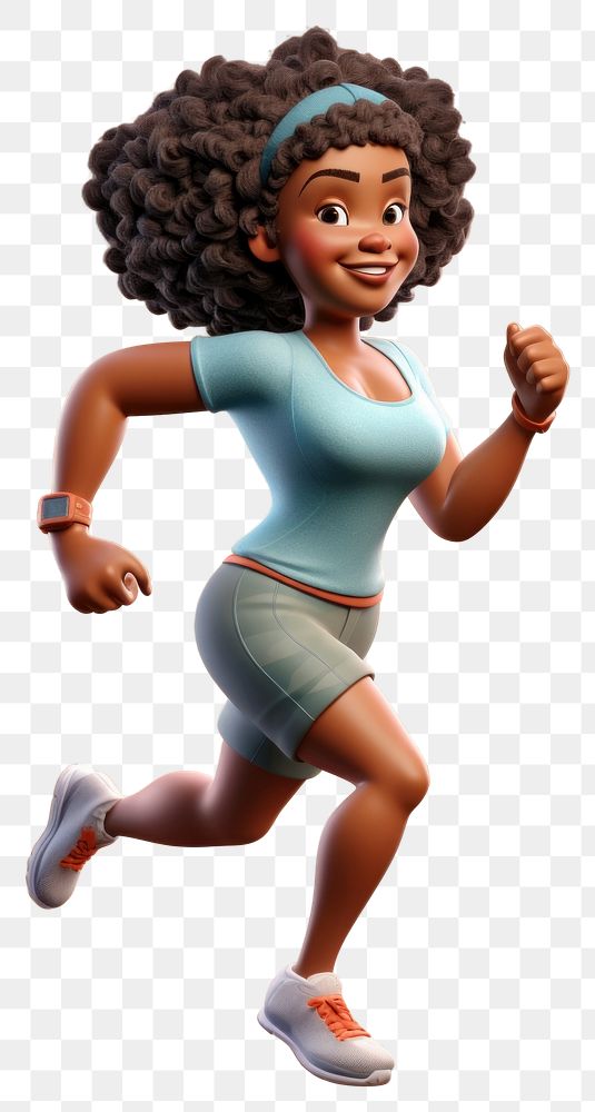 PNG Black woman running cartoon determination exercising. 