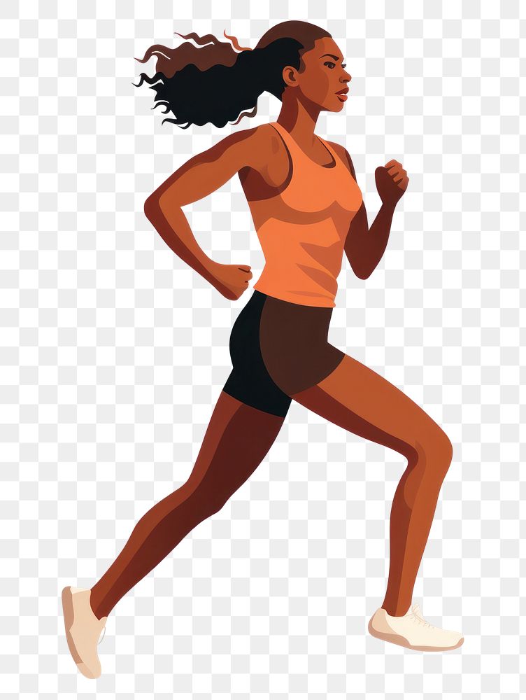 PNG Black female runner running jogging adult. AI generated Image by rawpixel.