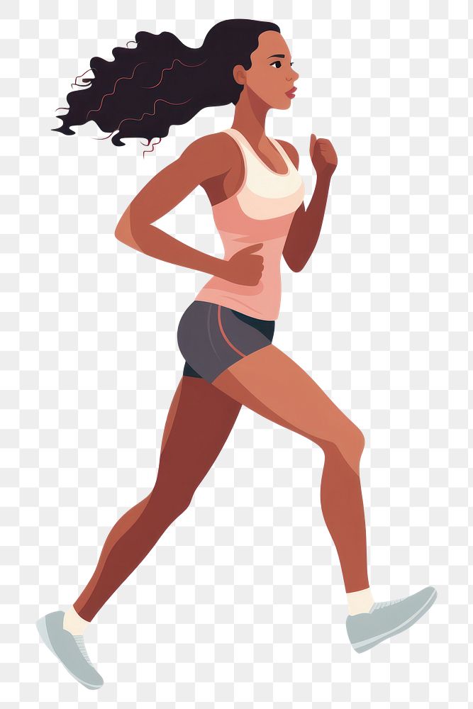 PNG Black female runner running jogging shorts. AI generated Image by rawpixel.