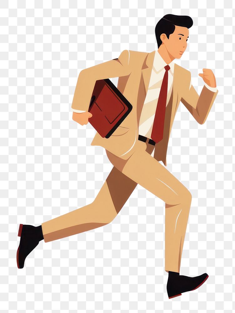 PNG Businessman running briefcase walking adult. AI generated Image by rawpixel.