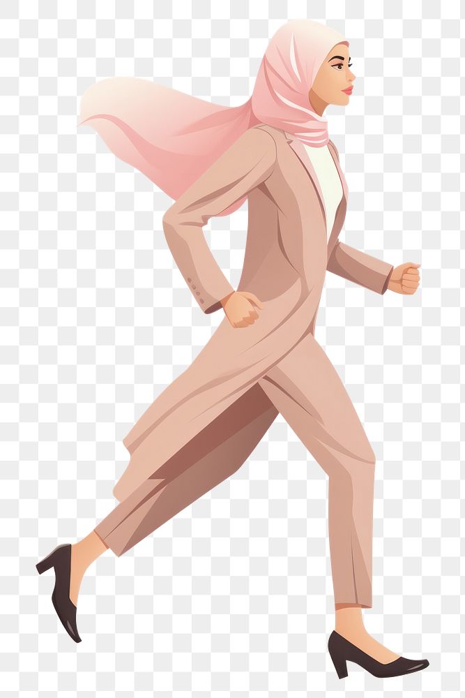 PNG Muslim businesswoman running footwear walking adult. AI generated Image by rawpixel.