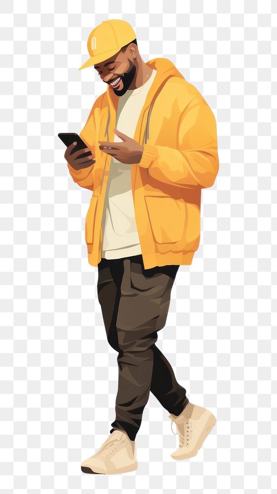 PNG Man using phone adult white background portability. AI generated Image by rawpixel.