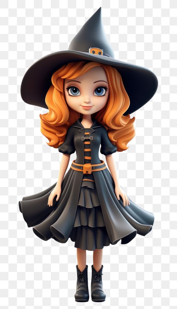 PNG Witch figurine cartoon doll. AI generated Image by rawpixel.