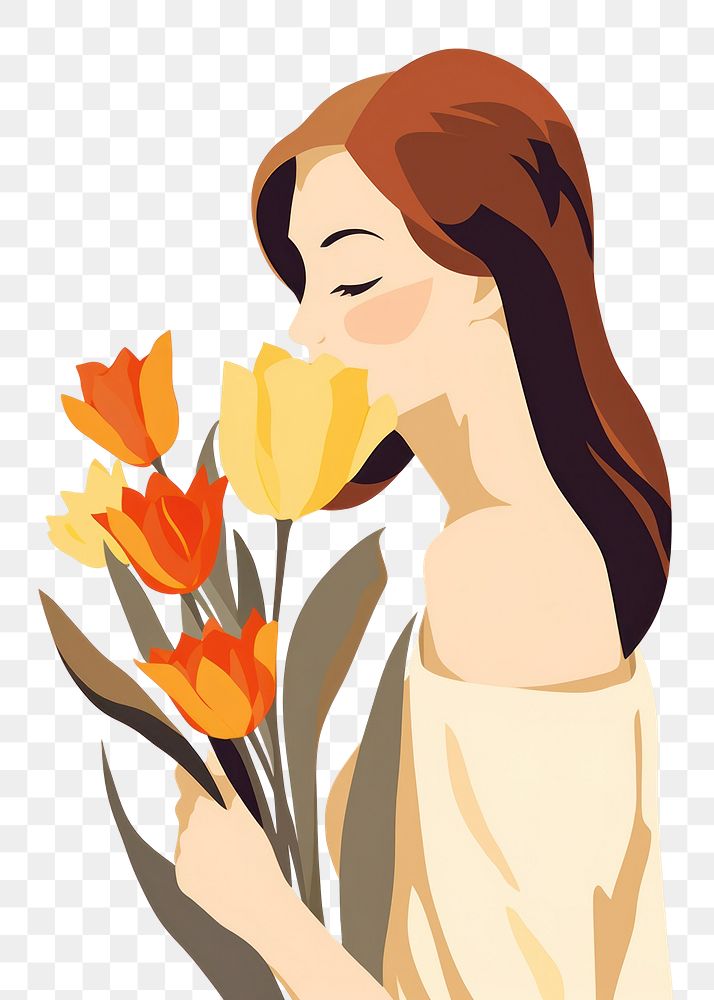 PNG Tulips portrait holding yellow. AI generated Image by rawpixel.