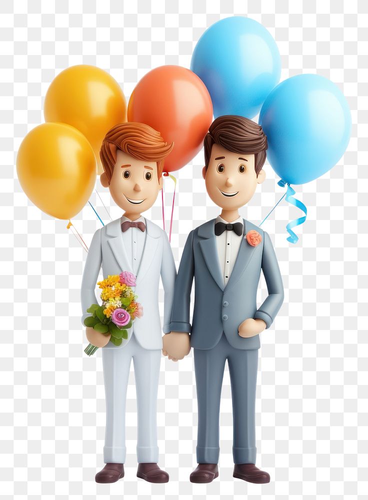 PNG Gay wedding balloon white background togetherness. AI generated Image by rawpixel.
