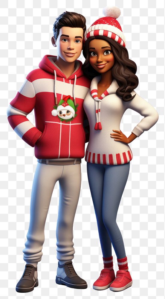 PNG Diversity couple Wearing Christmas Sweatshirt sweatshirt sweater adult. AI generated Image by rawpixel.