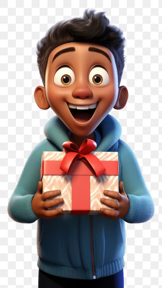 PNG Diversity young boy christmas cartoon gift. AI generated Image by rawpixel.