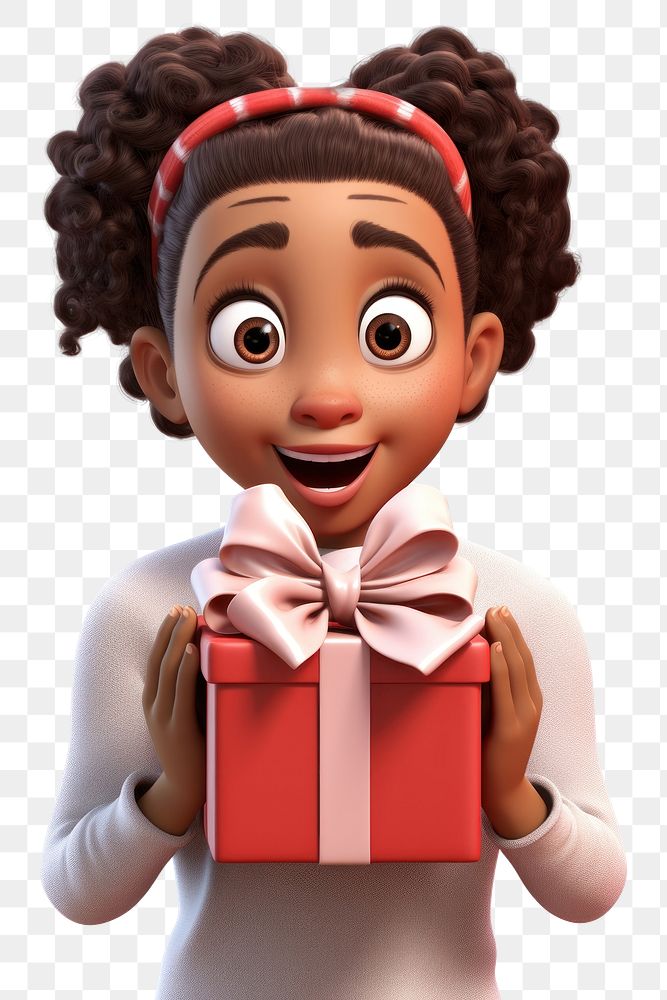 PNG Young girl cartoon gift face. AI generated Image by rawpixel.