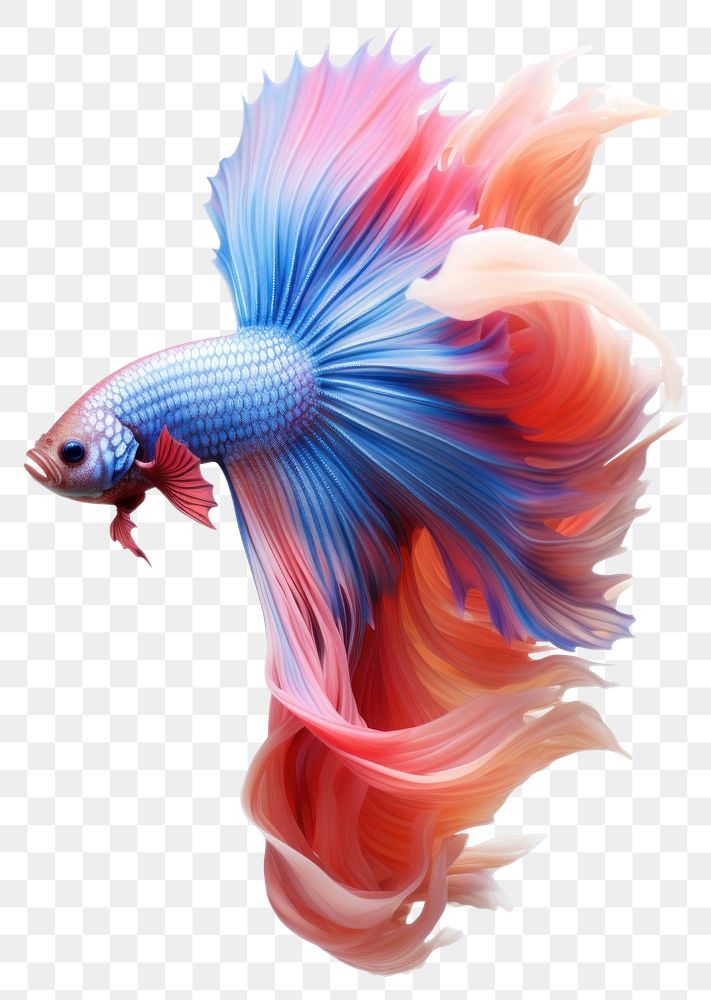 PNG Colourful Betta fish animal white background goldfish. AI generated Image by rawpixel.