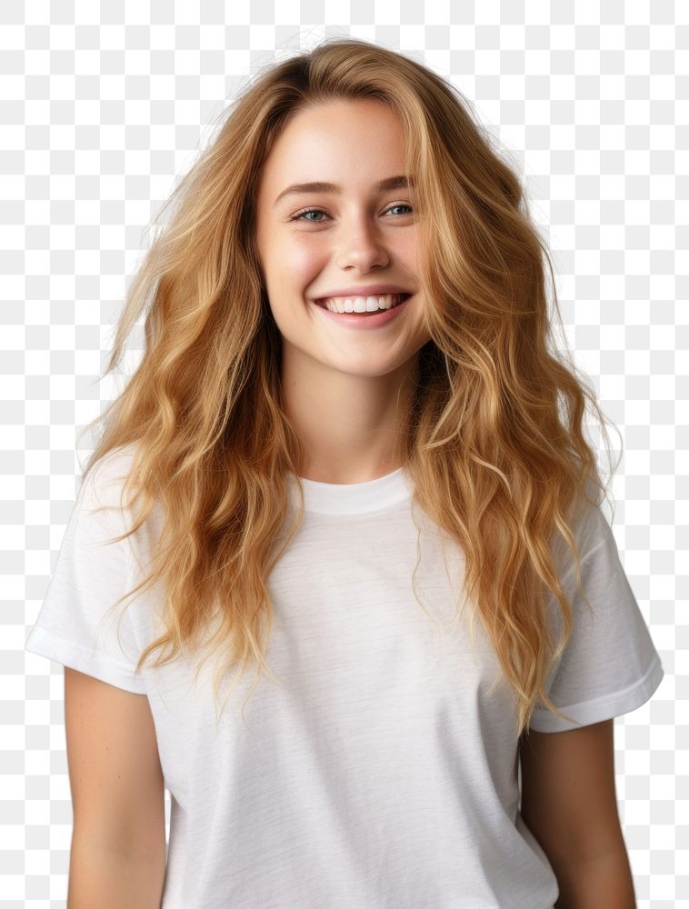 PNG Portrait smiling blonde smile. AI generated Image by rawpixel.