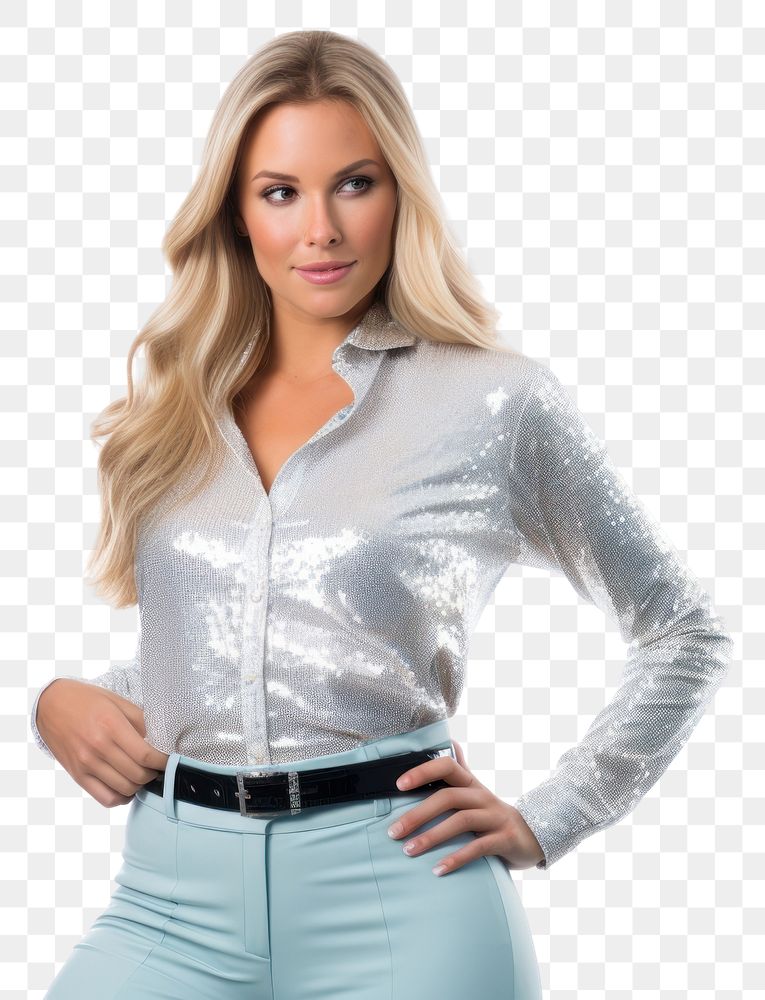 PNG Sparkly belt sleeve blouse shirt. AI generated Image by rawpixel.