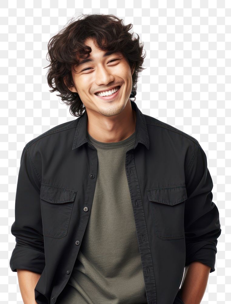 PNG Curly haired man laughing adult smile. AI generated Image by rawpixel.