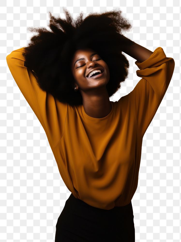 PNG Black woman laughing smile adult. AI generated Image by rawpixel.