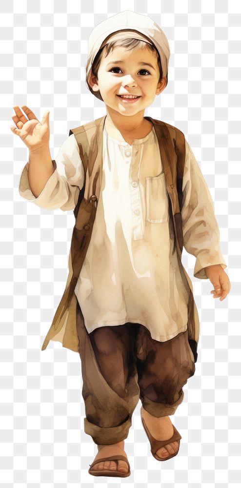 PNG  3 years old young muslim boy child portrait costume. AI generated Image by rawpixel.